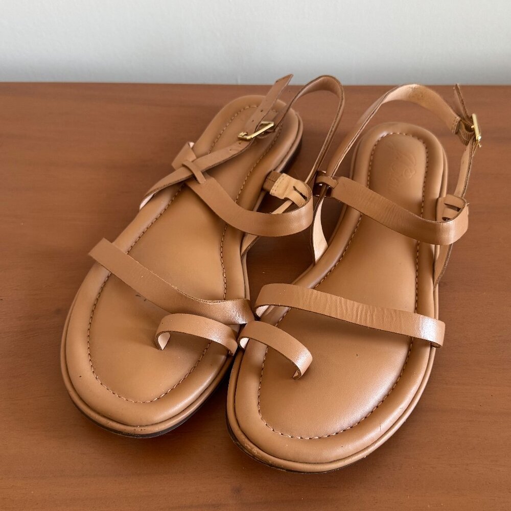 J. Crew Menorca Toe-ring Slingback Sandals in Leather
